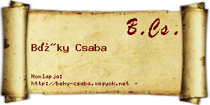 Béky Csaba névjegykártya